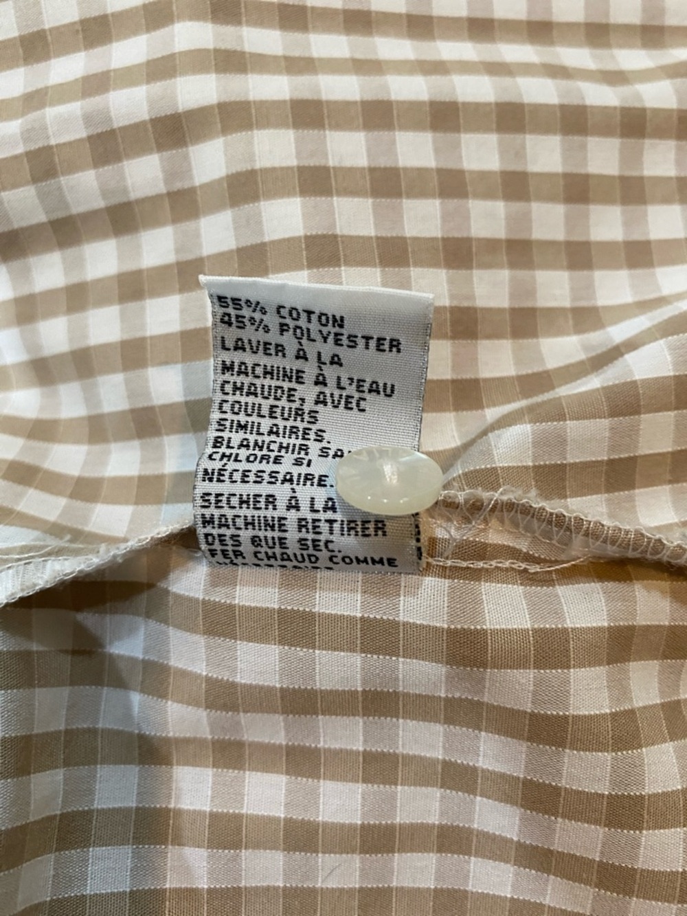 Alia Beige Gingham Button-Down Shirt - Picture 8 of 8